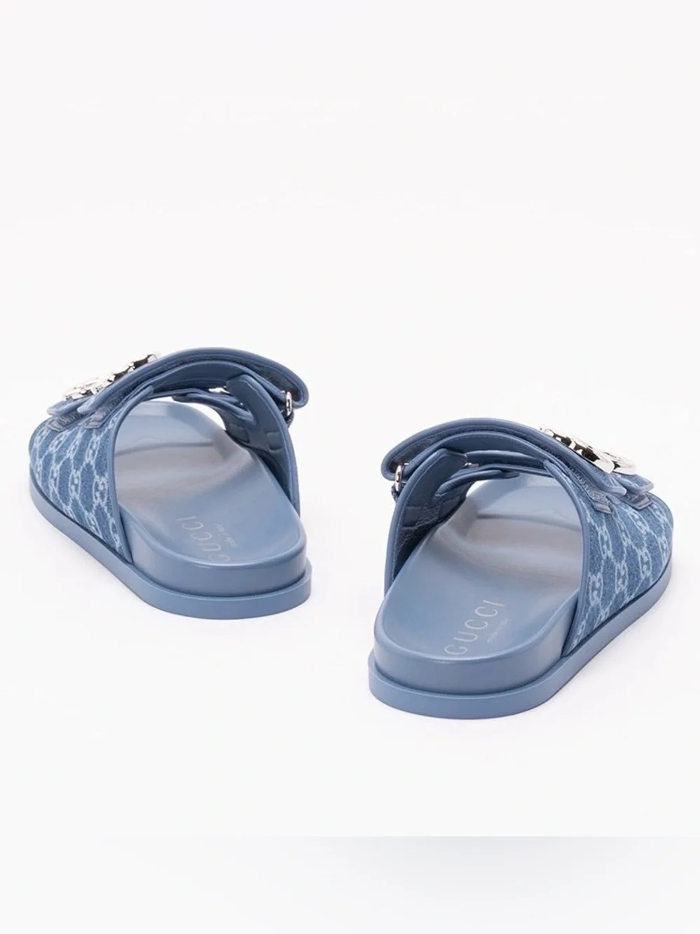 GUCCI GG logo double strap denim slides sandals - Picture 5 of 7